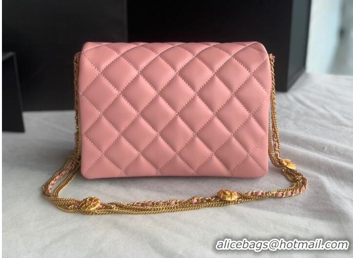 Well Crafted Chanel MINI FLAP BAG Lambskin & Gold-Tone Metal AS3378 pink