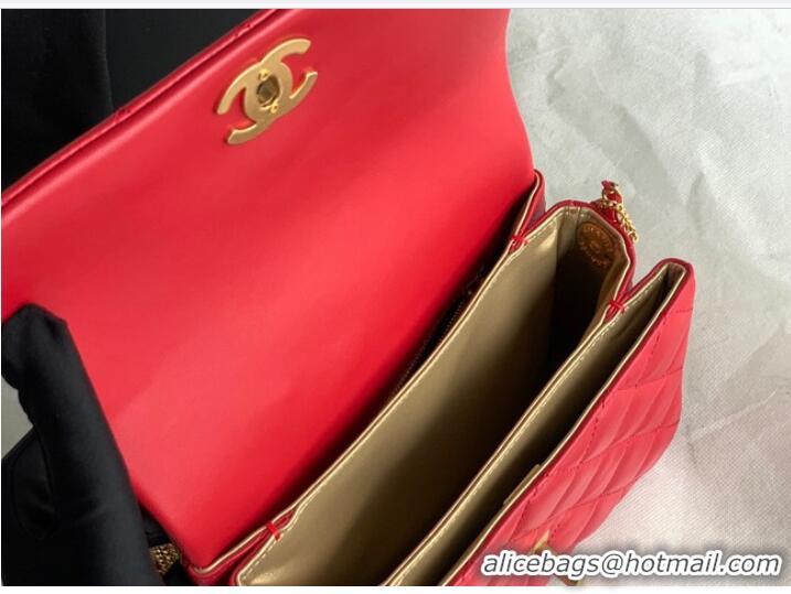 Trendy Design Chanel MINI FLAP BAG Lambskin & Gold-Tone Metal AS3378 Red