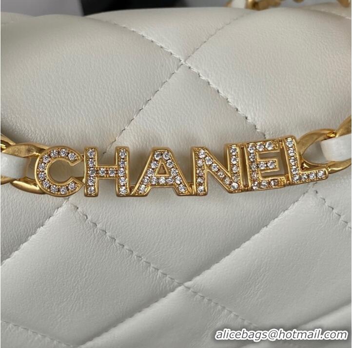 Good Product Chanel SMALL FLAP BAG Lambskin & Gold-Tone Metal AS3450 white