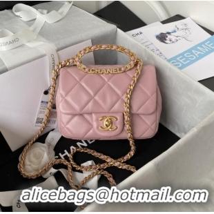 Unique Style Chanel SMALL FLAP BAG Lambskin & Gold-Tone Metal AS3450 pink