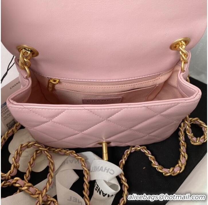 Unique Style Chanel SMALL FLAP BAG Lambskin & Gold-Tone Metal AS3450 pink