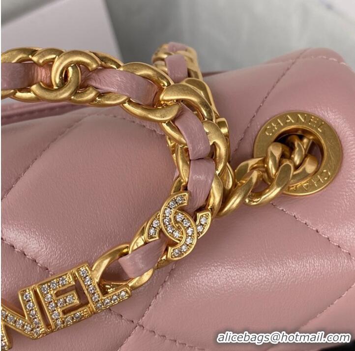 Unique Style Chanel SMALL FLAP BAG Lambskin & Gold-Tone Metal AS3450 pink