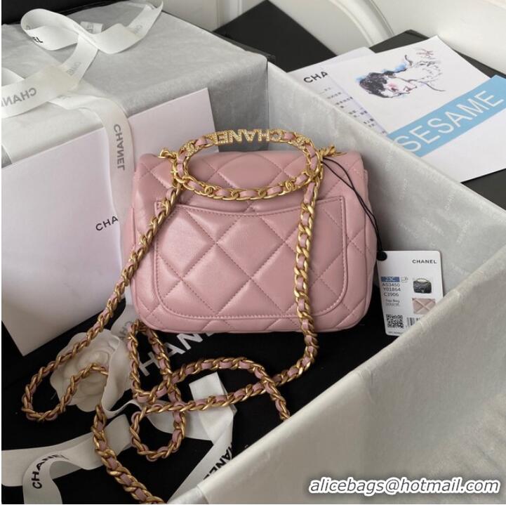 Unique Style Chanel SMALL FLAP BAG Lambskin & Gold-Tone Metal AS3450 pink