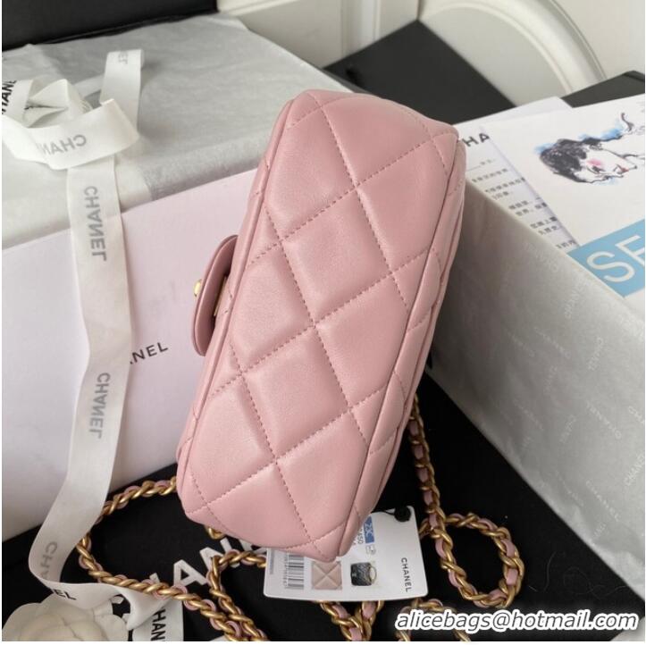 Unique Style Chanel SMALL FLAP BAG Lambskin & Gold-Tone Metal AS3450 pink