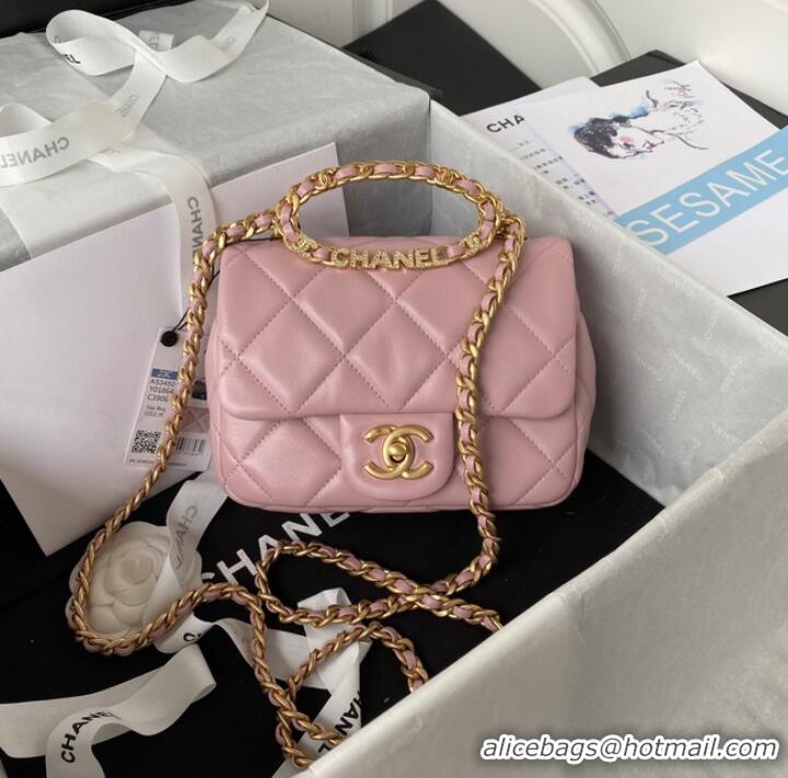 Unique Style Chanel SMALL FLAP BAG Lambskin & Gold-Tone Metal AS3450 pink