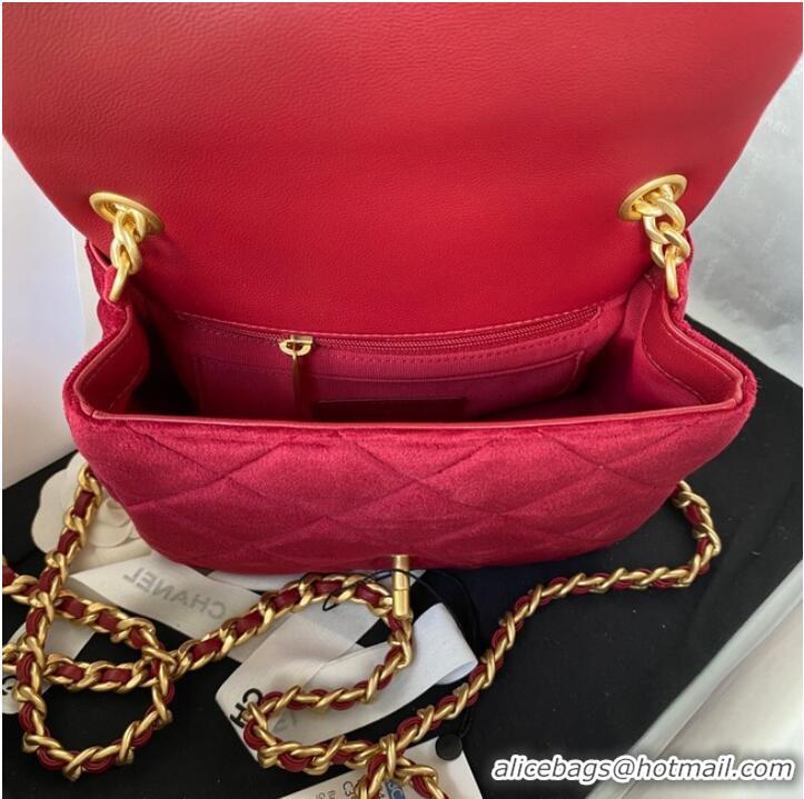 Trendy Design Chanel SMALL FLAP BAG Velvet & Gold-Tone Metal AS3450 Burgundy