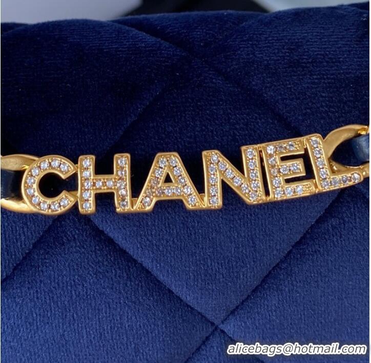 Grade Design Chanel SMALL FLAP BAG Velvet & Gold-Tone Metal AS3450 blue