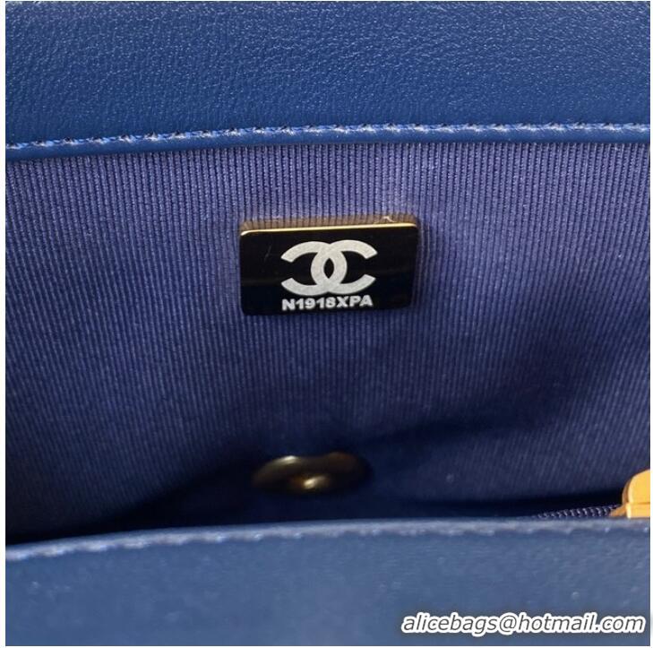 Grade Design Chanel SMALL FLAP BAG Velvet & Gold-Tone Metal AS3450 blue