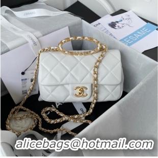 Top Grade Chanel FLAP BAG Lambskin & Gold-Tone Metal AS3451 white