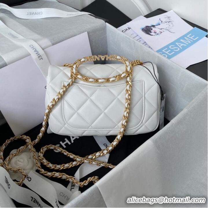 Top Grade Chanel FLAP BAG Lambskin & Gold-Tone Metal AS3451 white