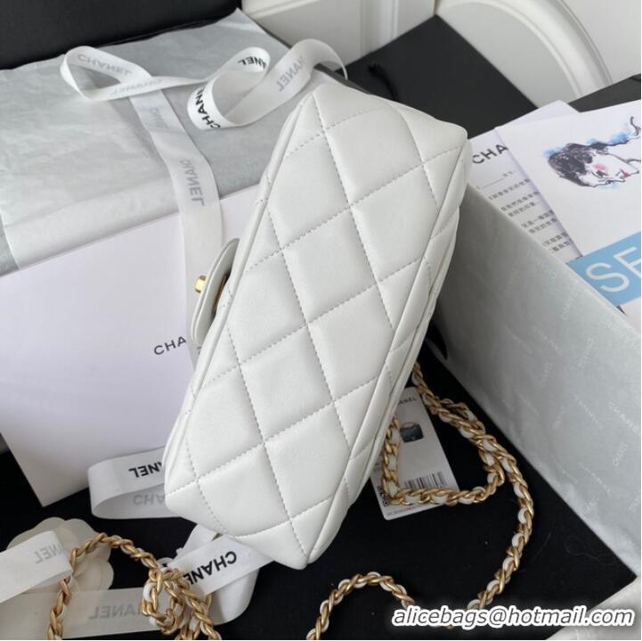 Top Grade Chanel FLAP BAG Lambskin & Gold-Tone Metal AS3451 white