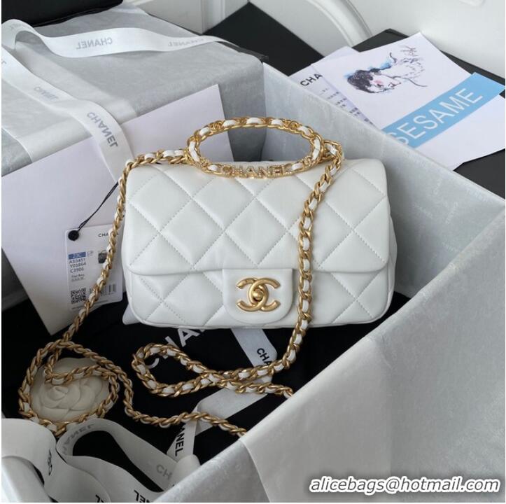 Top Grade Chanel FLAP BAG Lambskin & Gold-Tone Metal AS3451 white