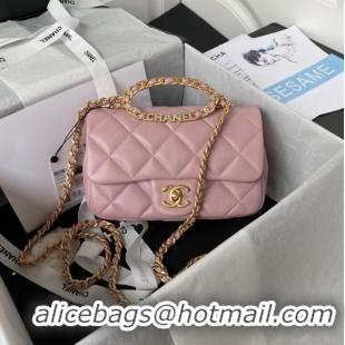 Buy Fashionable Chanel FLAP BAG Lambskin & Gold-Tone Metal AS3451 pink