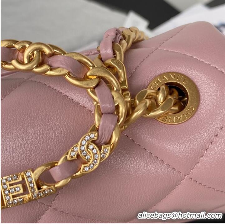 Buy Fashionable Chanel FLAP BAG Lambskin & Gold-Tone Metal AS3451 pink