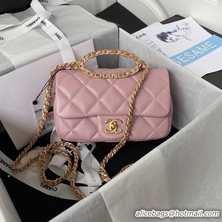 Buy Fashionable Chanel FLAP BAG Lambskin & Gold-Tone Metal AS3451 pink