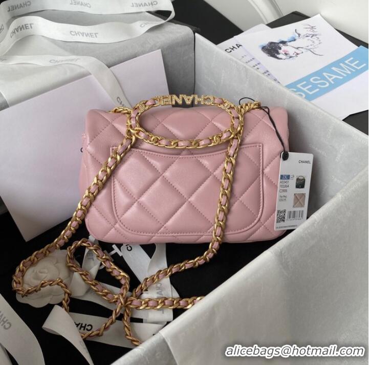 Buy Fashionable Chanel FLAP BAG Lambskin & Gold-Tone Metal AS3451 pink