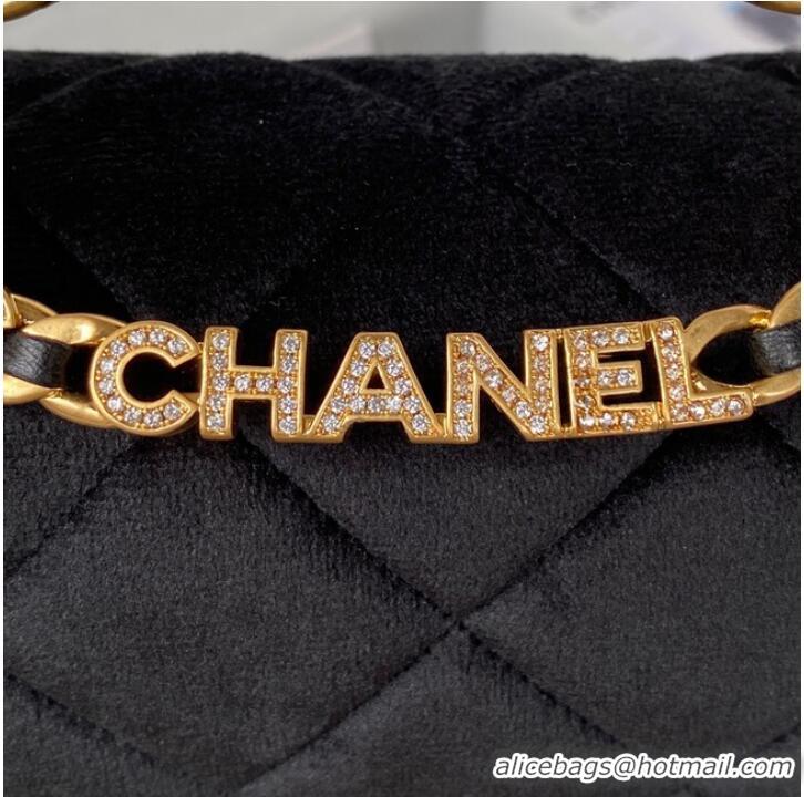 Popular Style Chanel FLAP BAG Velvet & Gold-Tone Metal AS3451 black