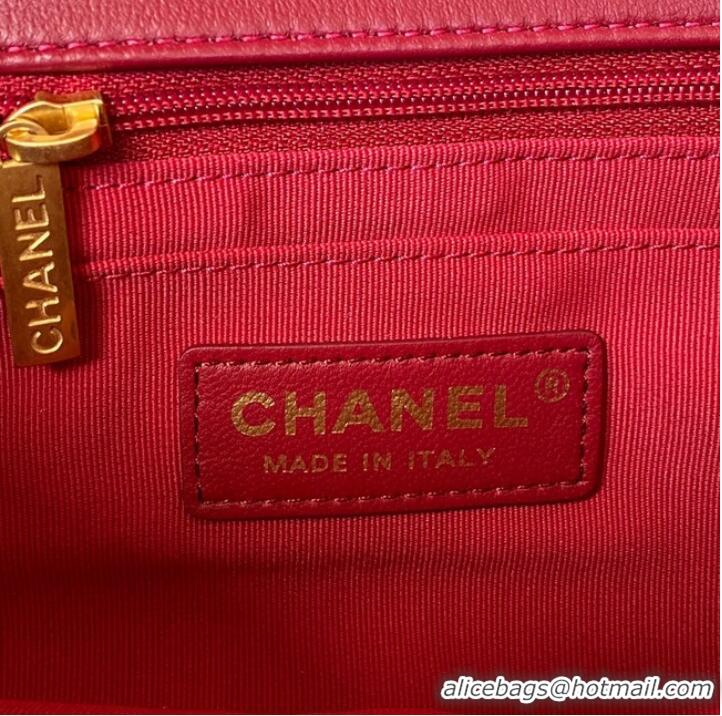 Famous Brand Chanel FLAP BAG Velvet & Gold-Tone Metal AS3451 Burgundy