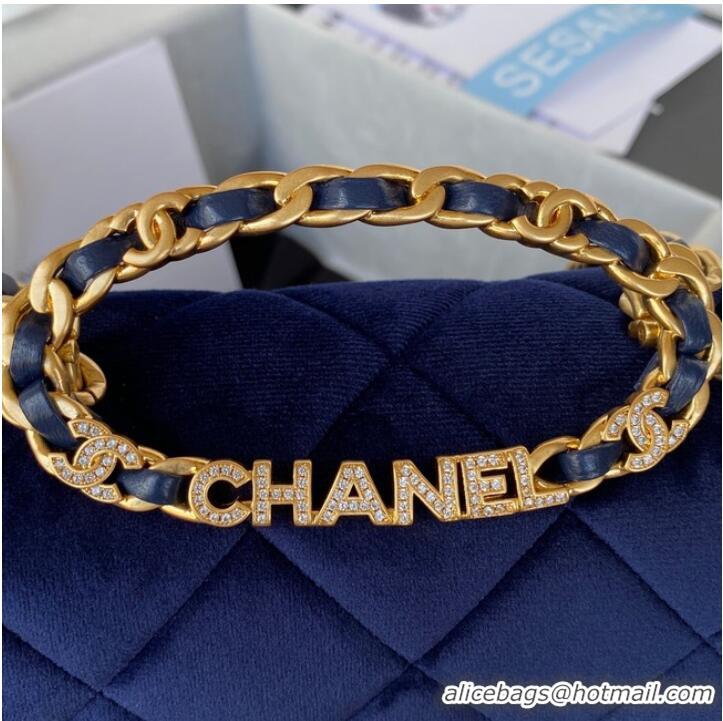 Good Product Chanel FLAP BAG Velvet & Gold-Tone Metal AS3451 blue