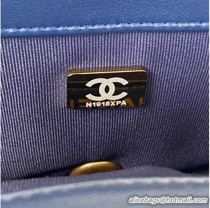 Good Product Chanel FLAP BAG Velvet & Gold-Tone Metal AS3451 blue