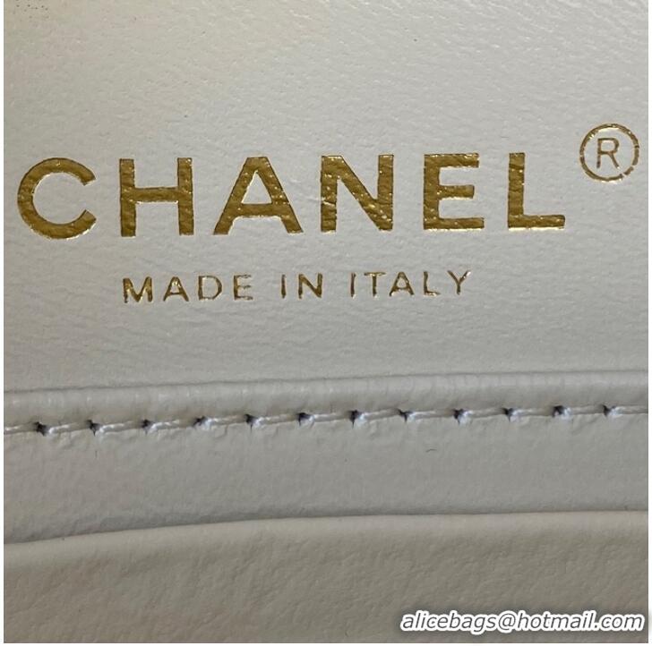 Luxury Cheap Chanel SMALL VANITY CASE Lambskin & Gold-Tone Metal AS3318 white