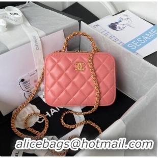 Low Price Chanel SMALL VANITY CASE Lambskin & Gold-Tone Metal AS3318 pink