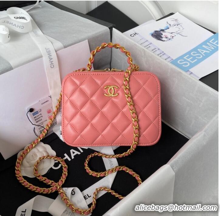 Low Price Chanel SMALL VANITY CASE Lambskin & Gold-Tone Metal AS3318 pink