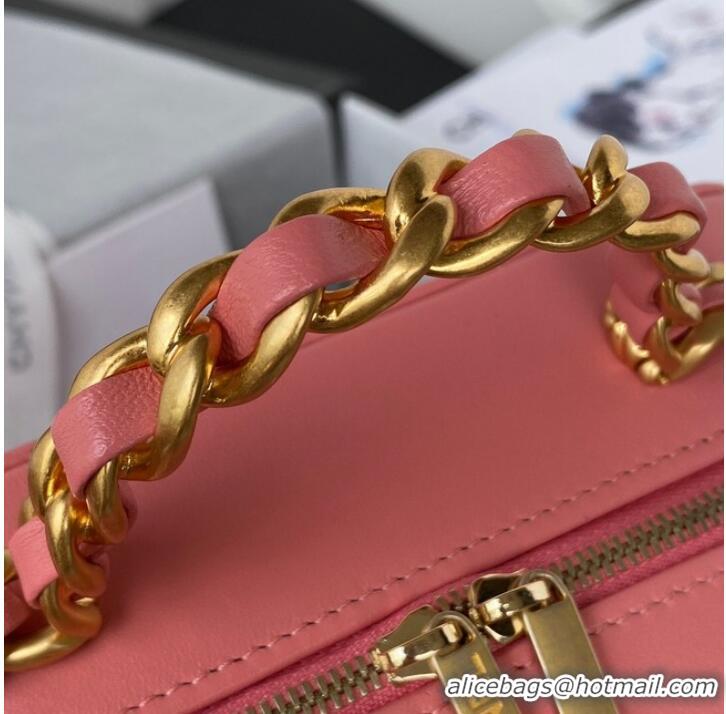 Low Price Chanel SMALL VANITY CASE Lambskin & Gold-Tone Metal AS3318 pink