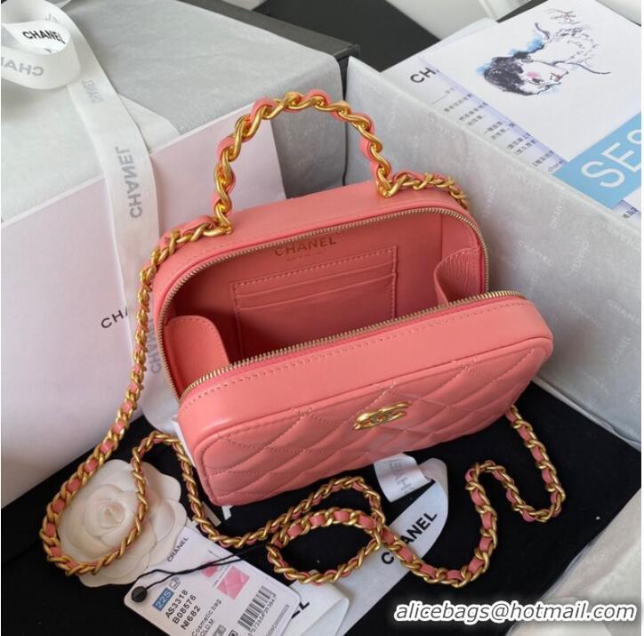 Low Price Chanel SMALL VANITY CASE Lambskin & Gold-Tone Metal AS3318 pink