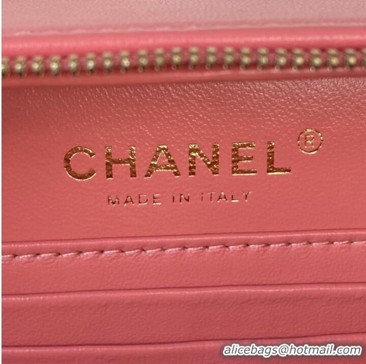 Low Price Chanel SMALL VANITY CASE Lambskin & Gold-Tone Metal AS3318 pink