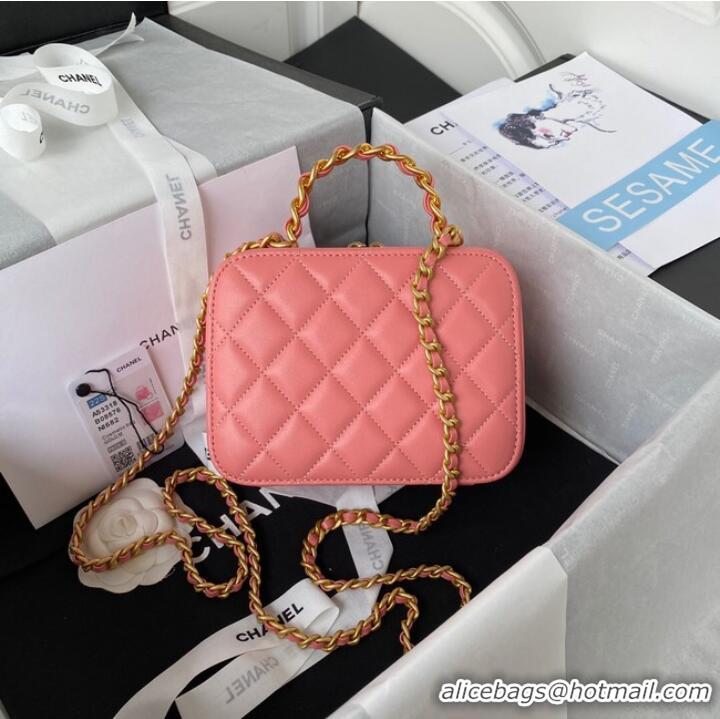 Low Price Chanel SMALL VANITY CASE Lambskin & Gold-Tone Metal AS3318 pink