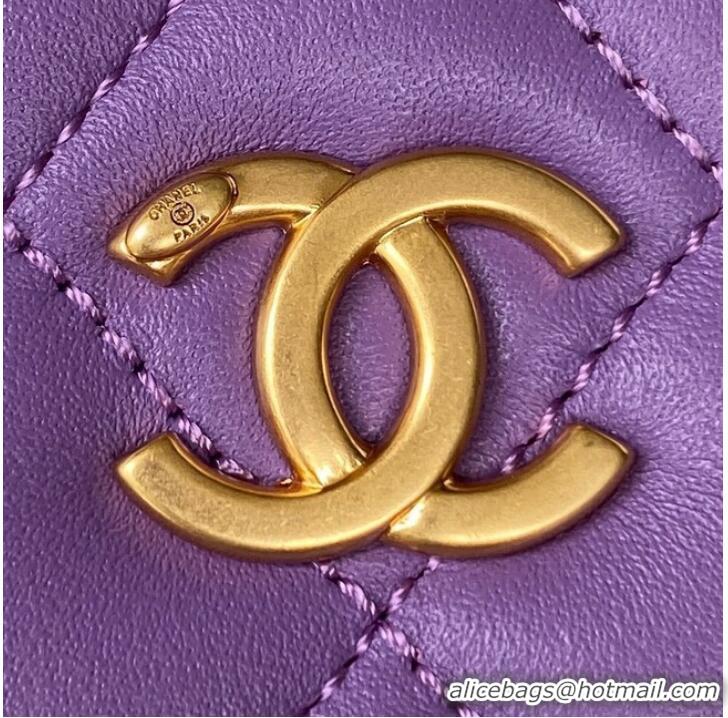 Top Grade Chanel SMALL VANITY CASE Lambskin & Gold-Tone Metal AS3318 Purple