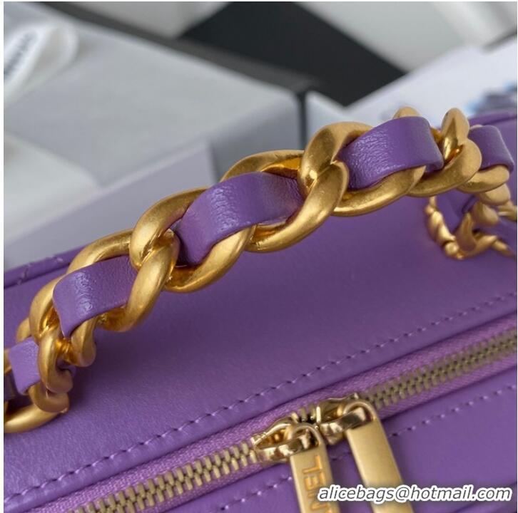 Top Grade Chanel SMALL VANITY CASE Lambskin & Gold-Tone Metal AS3318 Purple