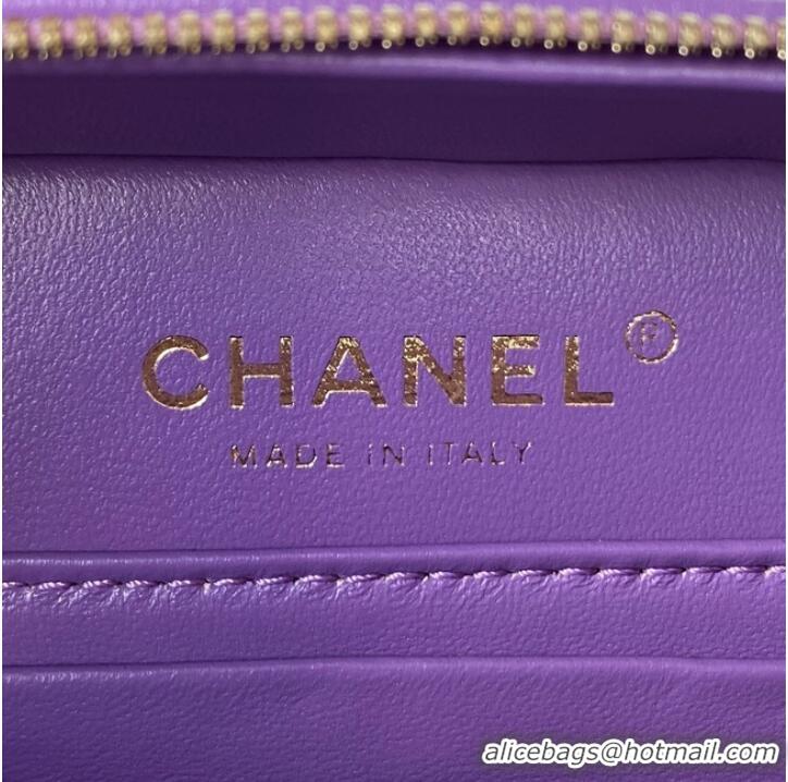 Top Grade Chanel SMALL VANITY CASE Lambskin & Gold-Tone Metal AS3318 Purple