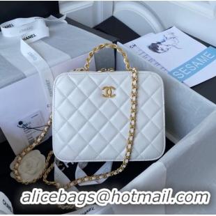 Good Looking Chanel VANITY CASE Lambskin & Gold-Tone Metal AS3319 white