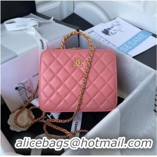 Pretty Style Chanel VANITY CASE Lambskin & Gold-Tone Metal AS3319 pink