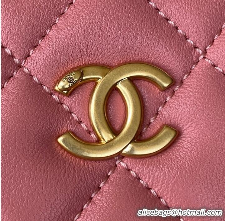 Pretty Style Chanel VANITY CASE Lambskin & Gold-Tone Metal AS3319 pink