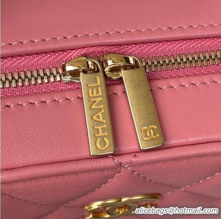 Pretty Style Chanel VANITY CASE Lambskin & Gold-Tone Metal AS3319 pink