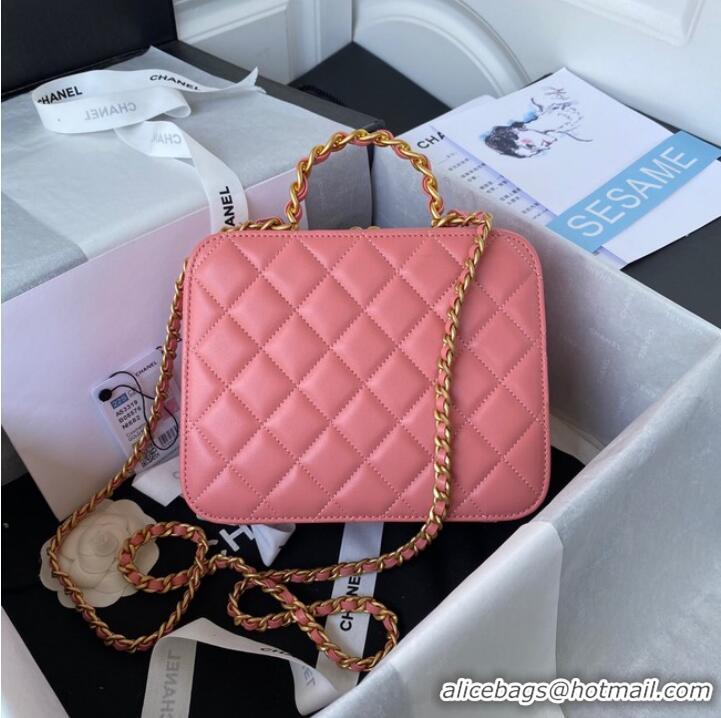 Pretty Style Chanel VANITY CASE Lambskin & Gold-Tone Metal AS3319 pink