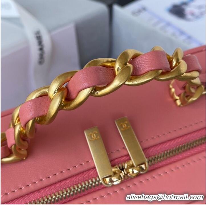 Pretty Style Chanel VANITY CASE Lambskin & Gold-Tone Metal AS3319 pink