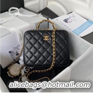 Inexpensive Chanel VANITY CASE Lambskin & Gold-Tone Metal AS3319 black