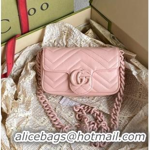 Good Quality Gucci GG Marmont super mini pink bag 476433 pink chain