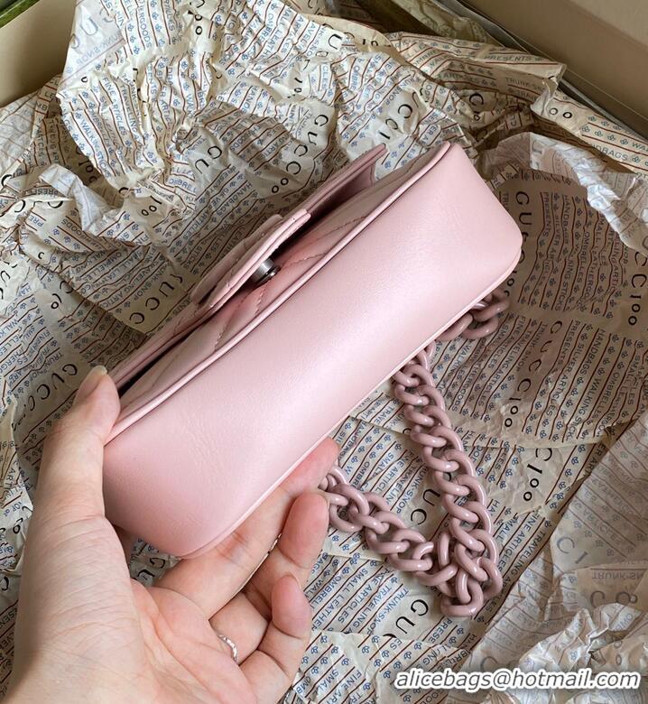 Good Quality Gucci GG Marmont super mini pink bag 476433 pink chain