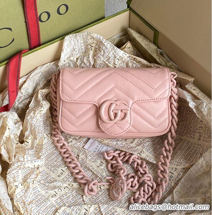 Good Quality Gucci GG Marmont super mini pink bag 476433 pink chain