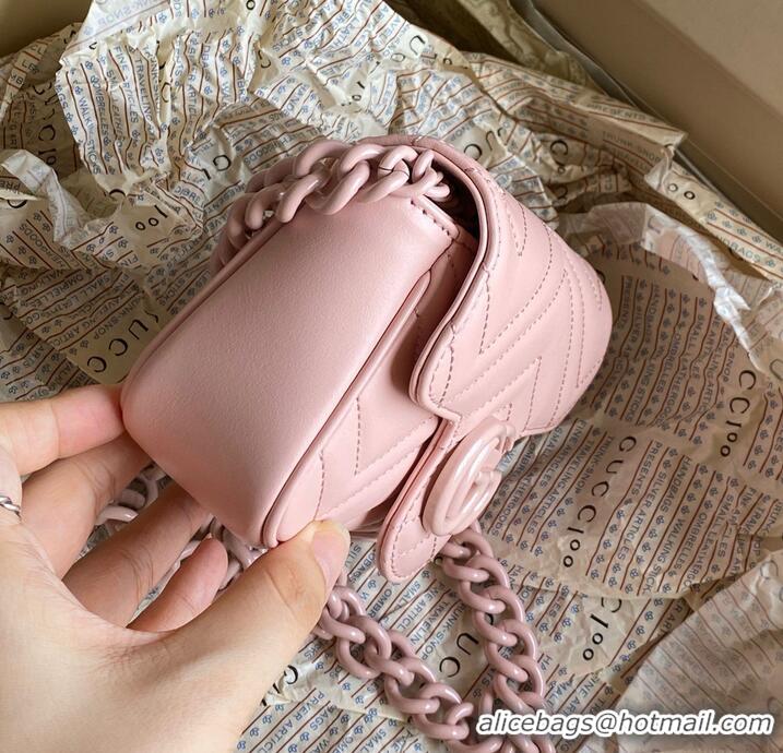 Good Quality Gucci GG Marmont super mini pink bag 476433 pink chain