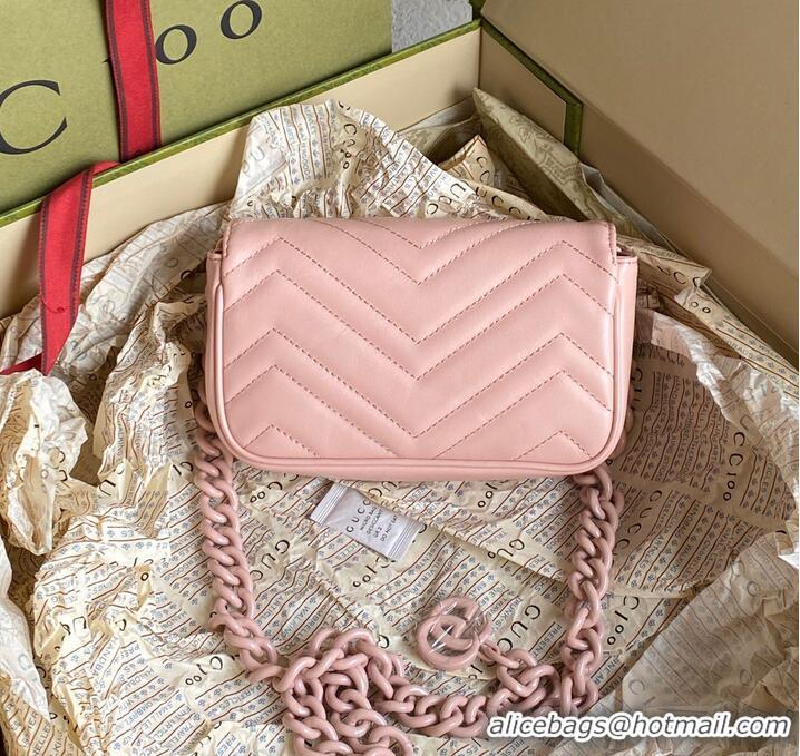 Good Quality Gucci GG Marmont super mini pink bag 476433 pink chain