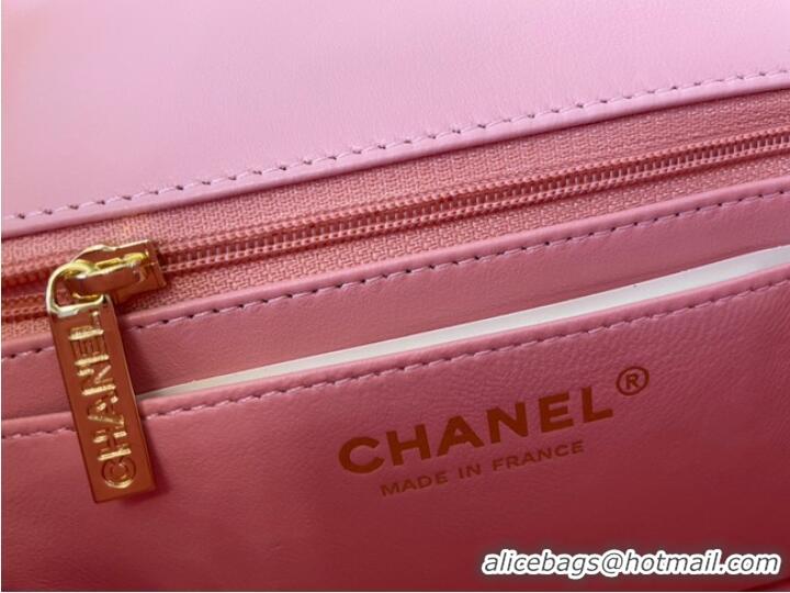 Classic Specials Chanel mini Classic Flap Bag Original Sheepskin Leather A1116 pink&Gold-Tone Metal