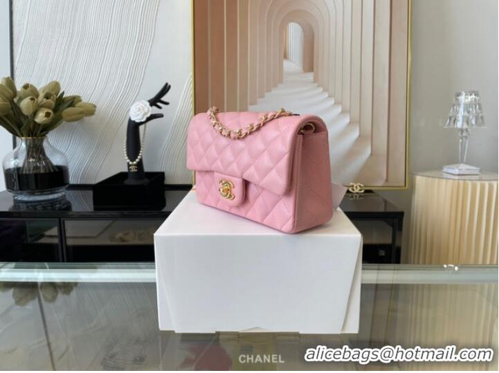 Classic Specials Chanel mini Classic Flap Bag Original Sheepskin Leather A1116 pink&Gold-Tone Metal