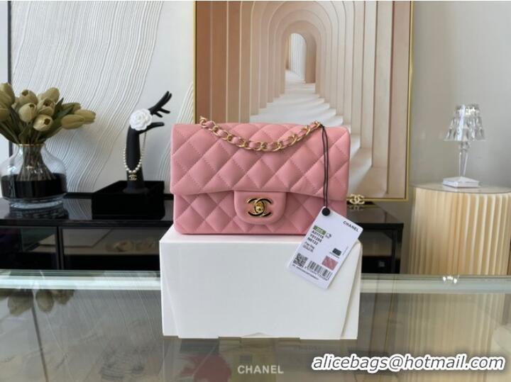 Classic Specials Chanel mini Classic Flap Bag Original Sheepskin Leather A1116 pink&Gold-Tone Metal