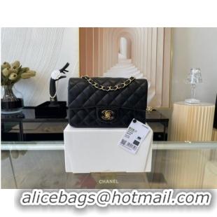 Top Grade Chanel mini Classic Flap Bag Original Sheepskin Leather A1116 black&Gold-Tone Metal